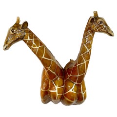 Antique Sergio Bustamante Signed Twin Giraffes, 1977