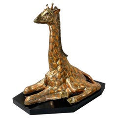 Vintage 1981 Brass Copper Sergio Bustamante Life Size Giraffe