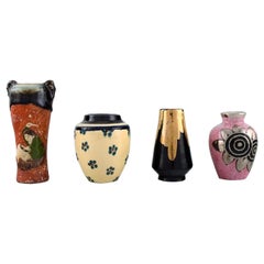 R. Nicole, France Et Al, Four Miniature Vases in Hand-Painted Glazed Ceramics