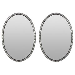 Pair of Georgian Style Irish Mirrors with Rock Crystal Faceted Borders