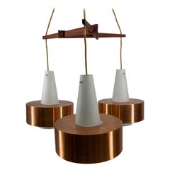 Scandinavian Modern Vintage Copper Metal Chandelier by Jo Hammerborg, 1960s