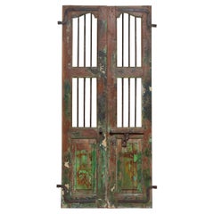 19th Century Pair of Used Window / Doors Shutters from India with Metal Bars