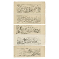 Ensemble de 5 estampes anciennes de différents personnages de De La Fage, vers 1698