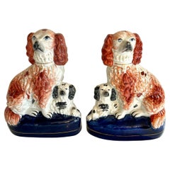 Rare Pair of Antique Victorian Staffordshire Dogs