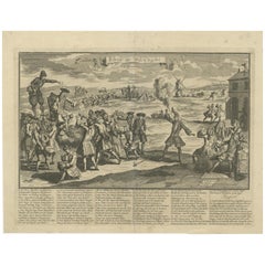 Antique Satirical Print of the John Law Wind Trade & The Finance Crisis, c.1720