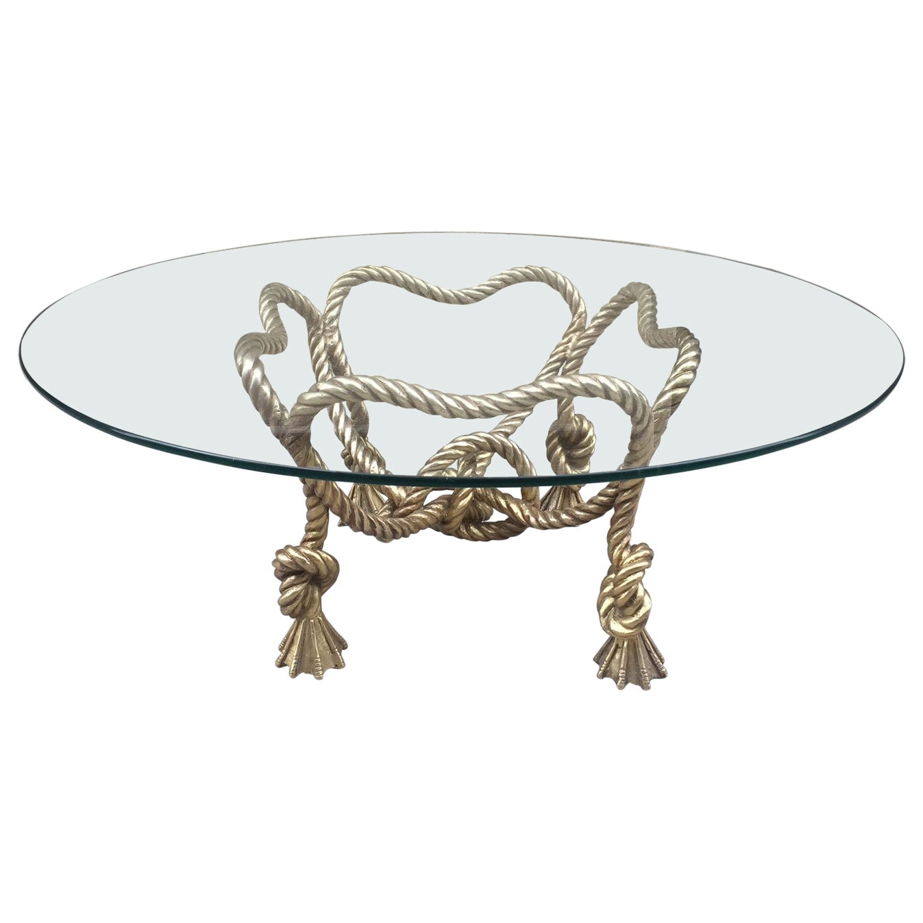 Französischer Bronze-Seil-Couchtisch im Maison Jansen-Stil im Angebot