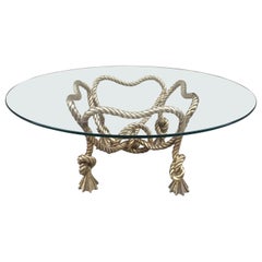Maison Jansen Style French Bronze Rope Coffee Table