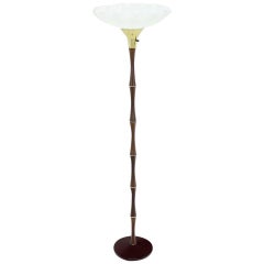 Lampada da terra in finto bambù con paralume grande