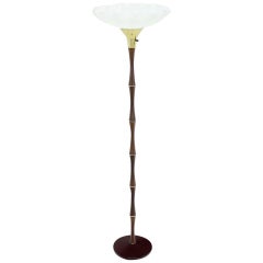 Faux Bamboo Floor Lamp with Large Shade