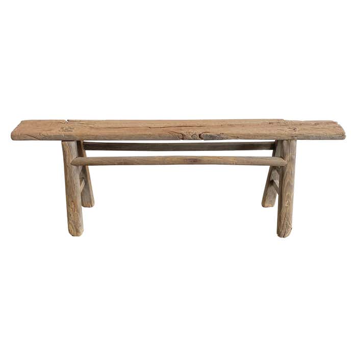 Vintage Aged Elm Wood Bench For Sale at 1stDibs