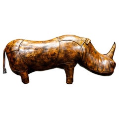 Leather Rhino Stool by Dimitri Omersa for Abercrombie & Fitch, Signed