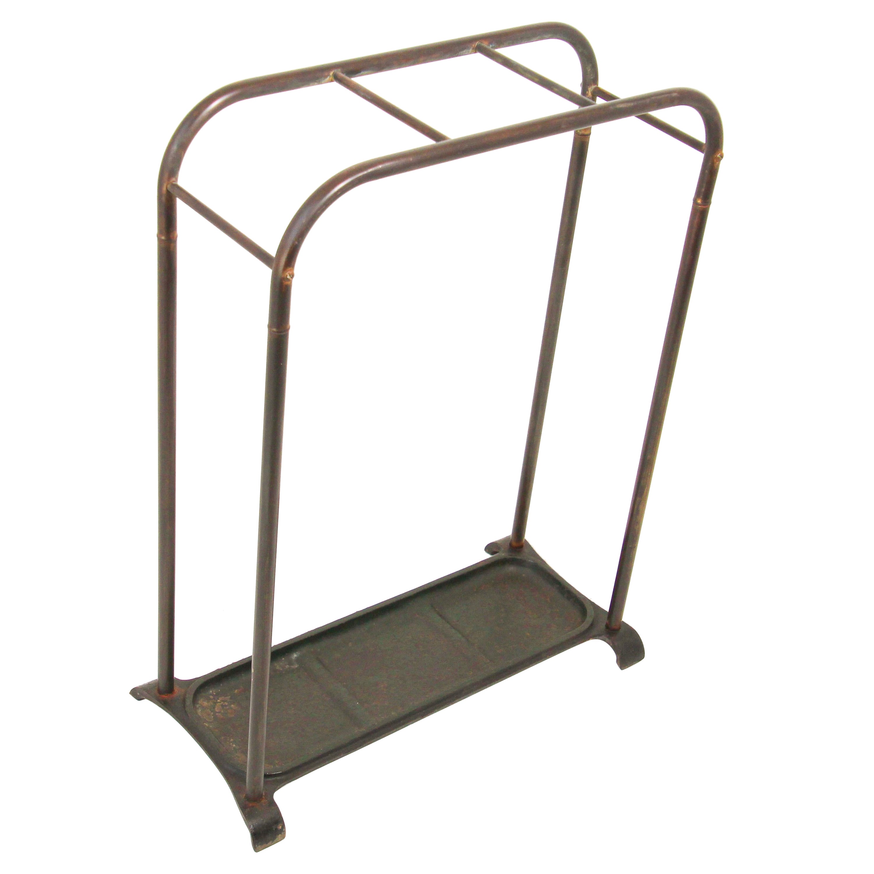 marymarygardens Large Sturdy Free Standing Distressed Brown Bronze Coloured Painted Metal Valet Suit or Clothes Stand 