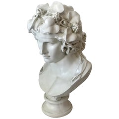 Vintage Lacquered Bust of Antinous as Dionysus