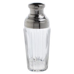 French Silver Plate and Crystal Cocktail Martini Shaker Barware Accessory 