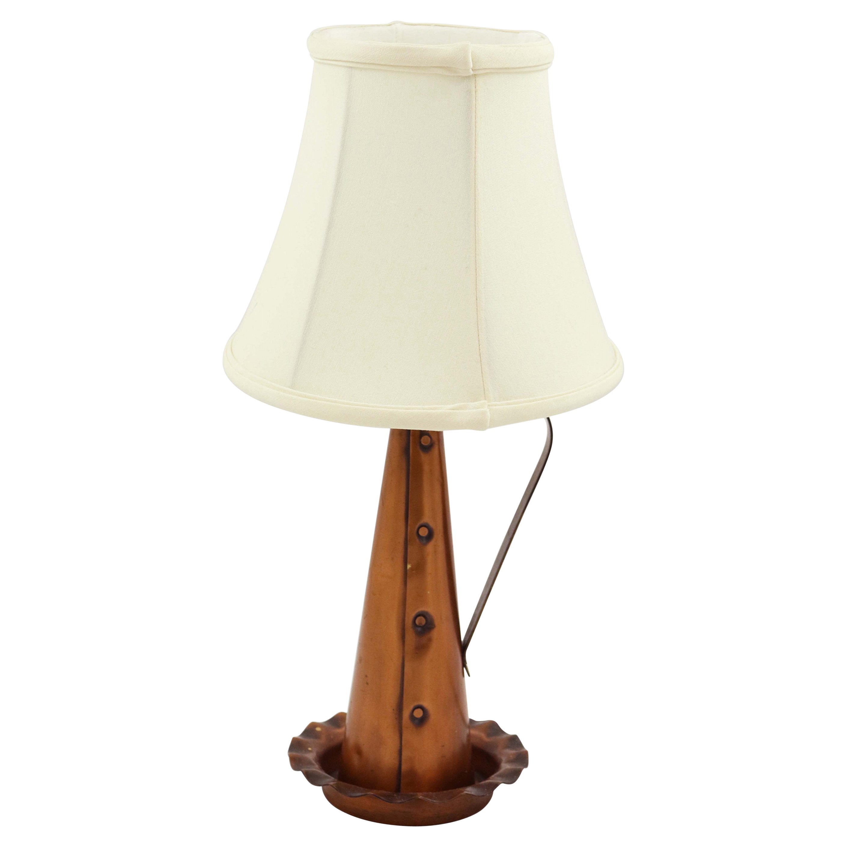 Copper Funnel Table Lamp with Scalloped Base