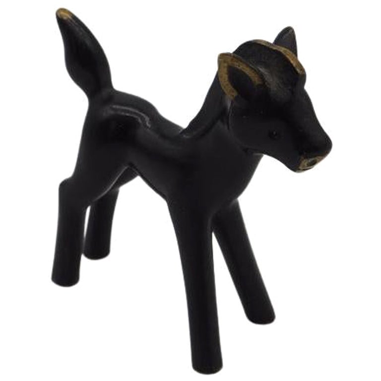 Poney noir, laiton, dans le style de Herta Baller, Autriche en vente