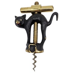 Cat Cork Screw, Brass Blackened, Walter Bosse Vienna, Austria