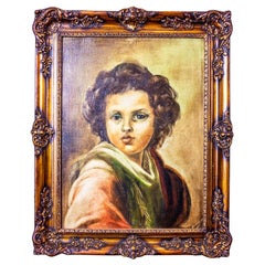 Ritratto di bambino del XX secolo in cornice Rococò Revival