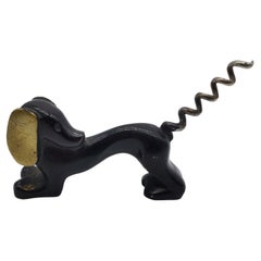 Vintage Dog Cork Screw, Brass Blackened, in Style of Walter Bosse, Austria