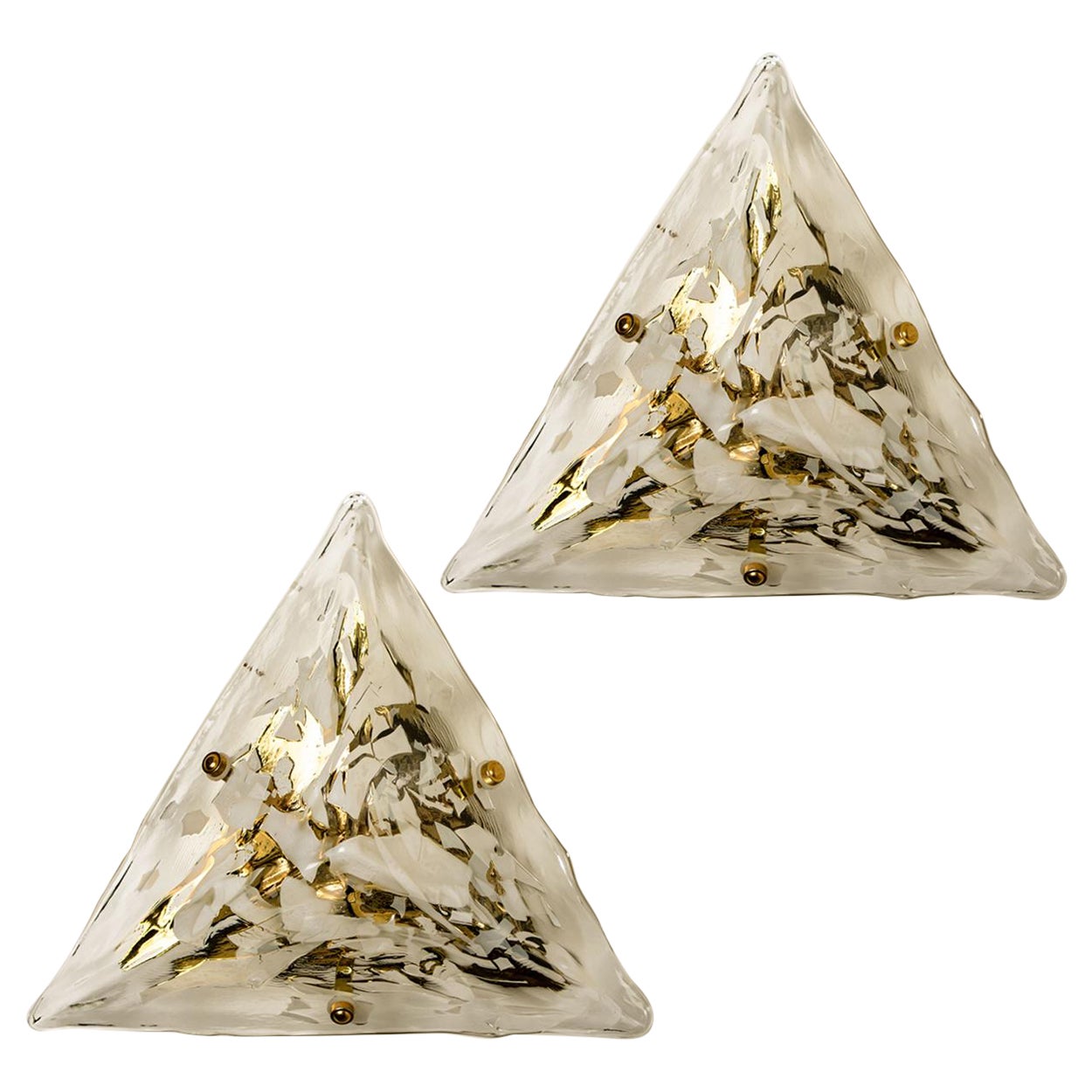 Gold-Plated Piramide Flush Mounts, 1970s, Italy