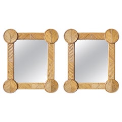 Pair of 1980s Spanish Bamboo Mirrors