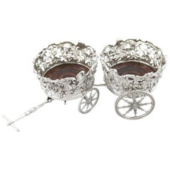 Antique Victorian Sterling Silver Double Coaster Trolley, 1839