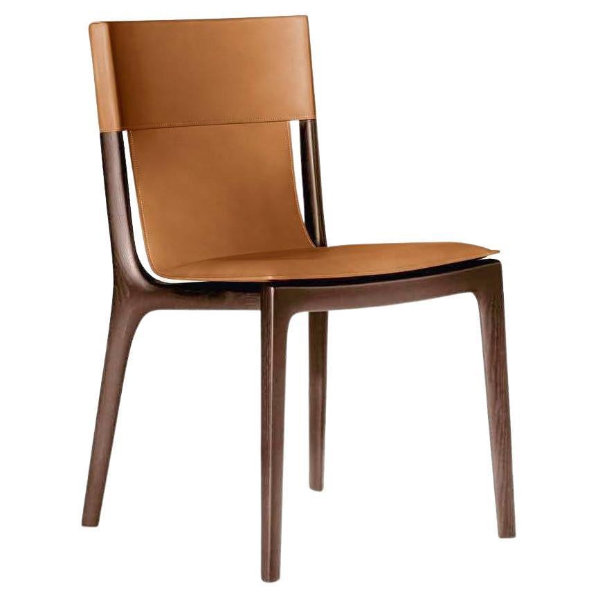 Isadora Chair Cammello Saddle Extra leather Light Brown moka finishes legs For Sale