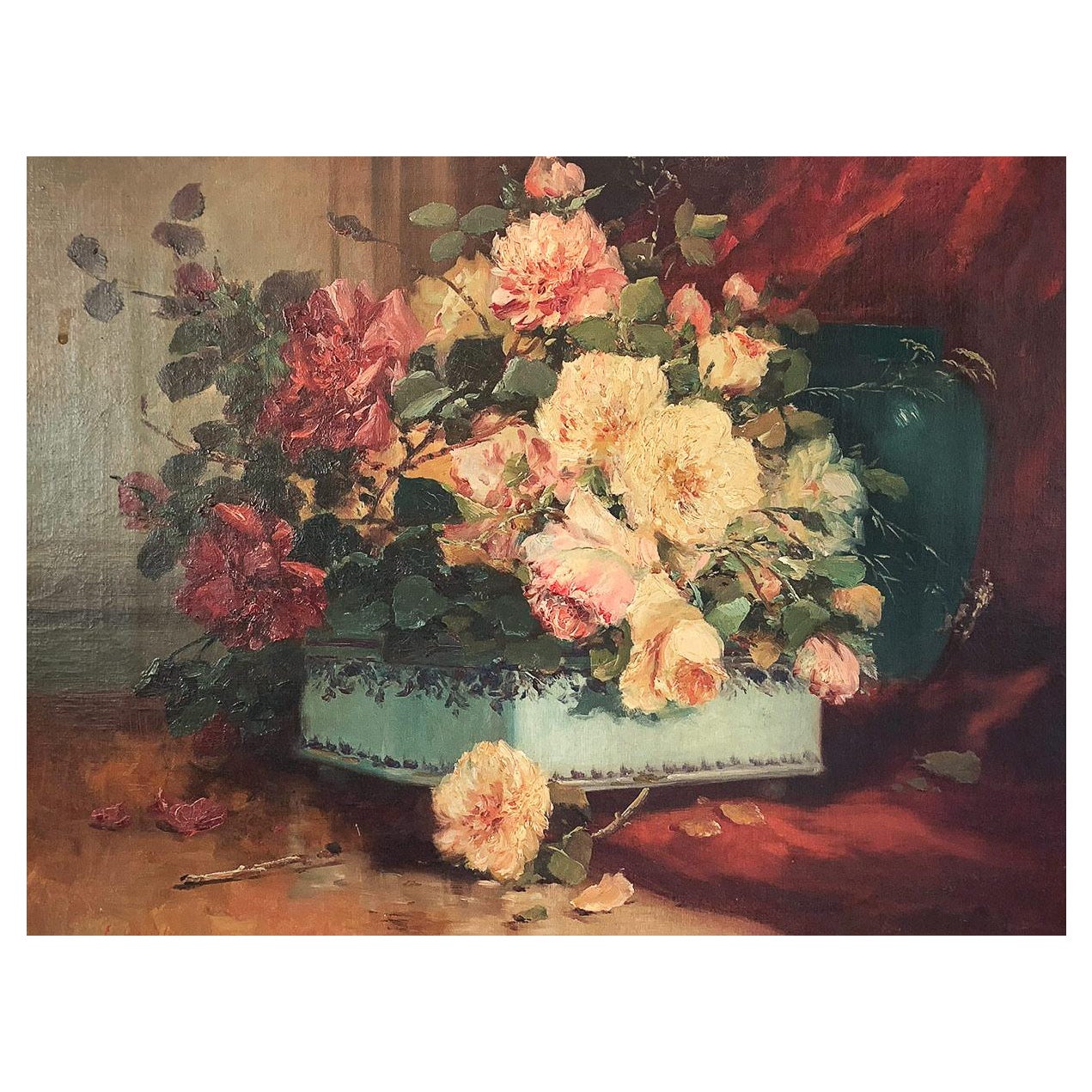 Cauchois Henri "Basket of Flowers" For Sale