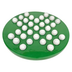 Checkers Game by Ennio Lucini for Gabbianelli Green & White Ceramic, Italy 1970s