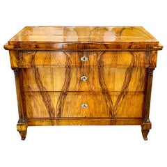 19th Century Austrian Biedermeier Black Walnut Commode