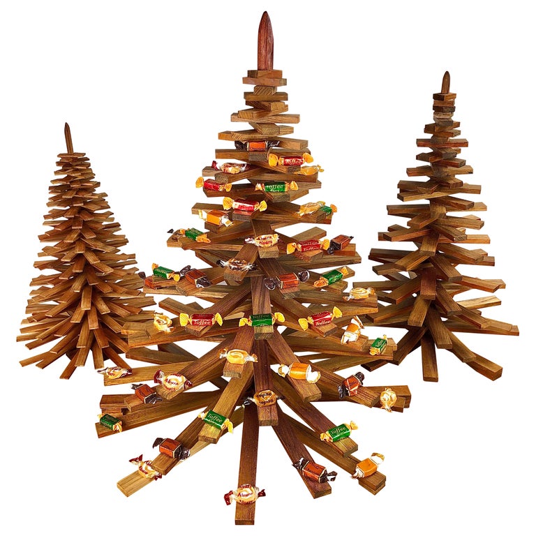 Set of Three Decorative Handmade Christmas Trees 