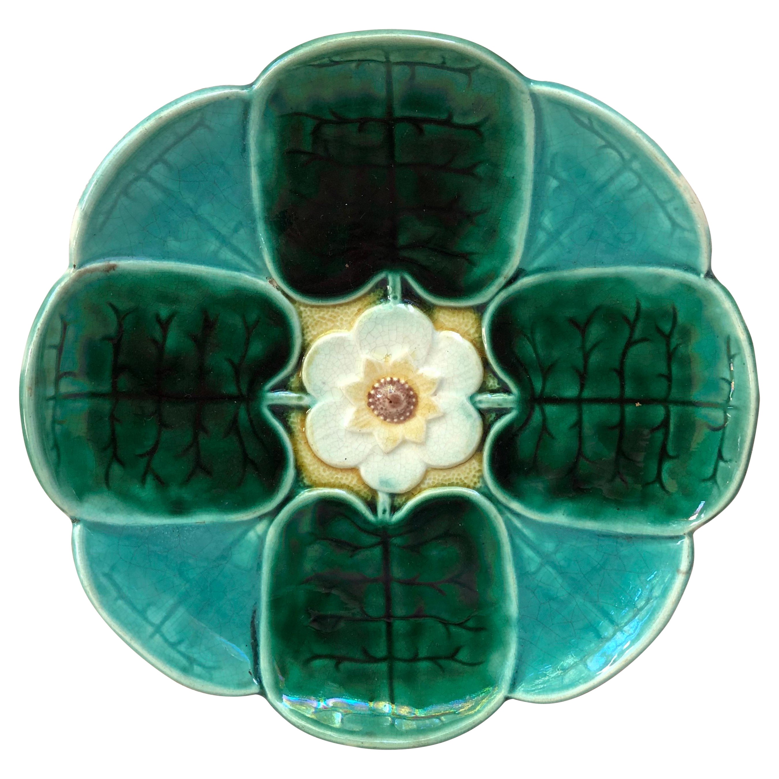 American Majolica Water Lily Plate Etruscan Circa 1890