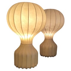 Achille e PierGiacomo Castiglioni Gatto Couple Tischlampen Cocoon 1960 Italien