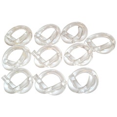 Diez servilleteros de lucita Dorothy Thorpe en forma de pretzel Modernidad de mediados de siglo, 1980