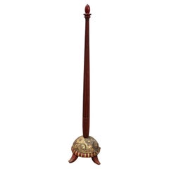 Paul Follot Sculpted Gilt and Red Lacquer Floor Lamp