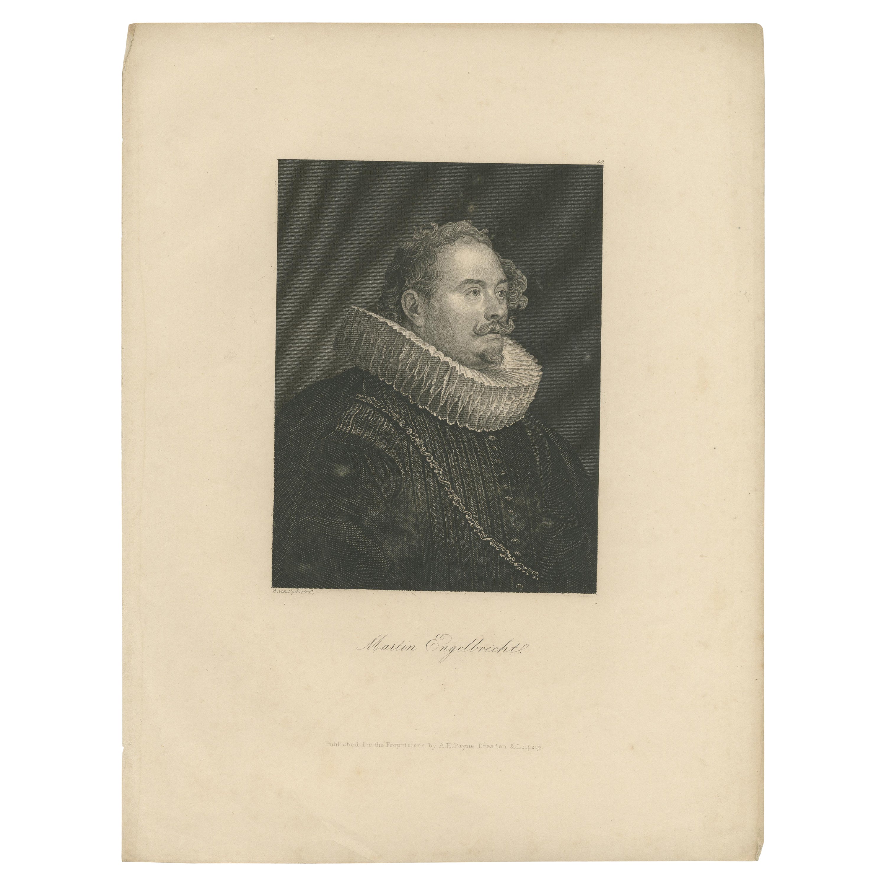 Antique Portrait of Martin Engelbrecht by Payne 'c.1840' For Sale
