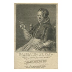 Antique Print of Pope Adrian VI by Houbraken '1727'