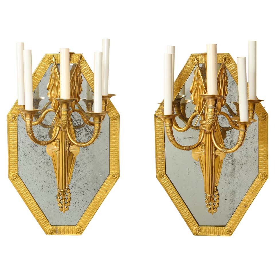 1900's English Mirrored Wall Sconces at 1stDibs