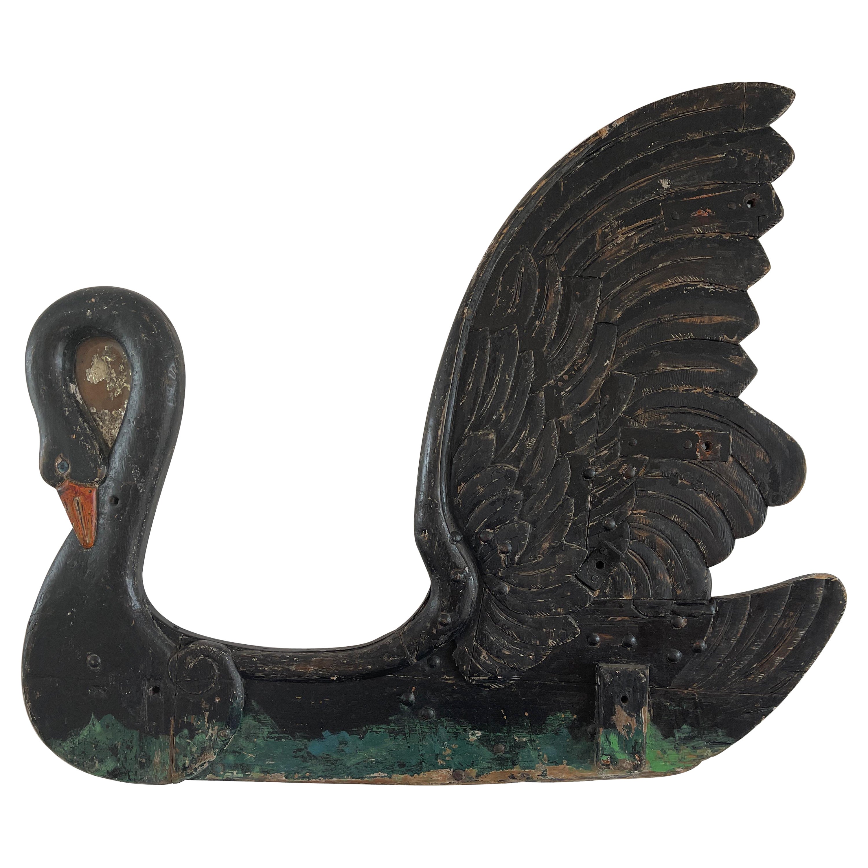 Black Swan Carved Wood Carousel