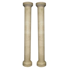 High Roman Style Carved Beige Marble Columns