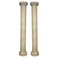 High Roman Style Carved Beige Marble Columns