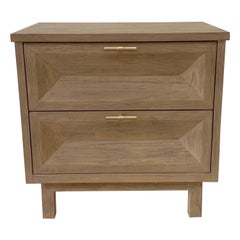 Teak Wood and Brass Night Stand with Soft Close Drawers
