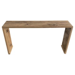 Reclaimed Elm Wood Rustic Waterfall Edge Console Table