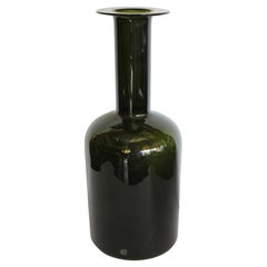 Vintage Green Bottle by Otto Bauer for Holmegaard, Denmark