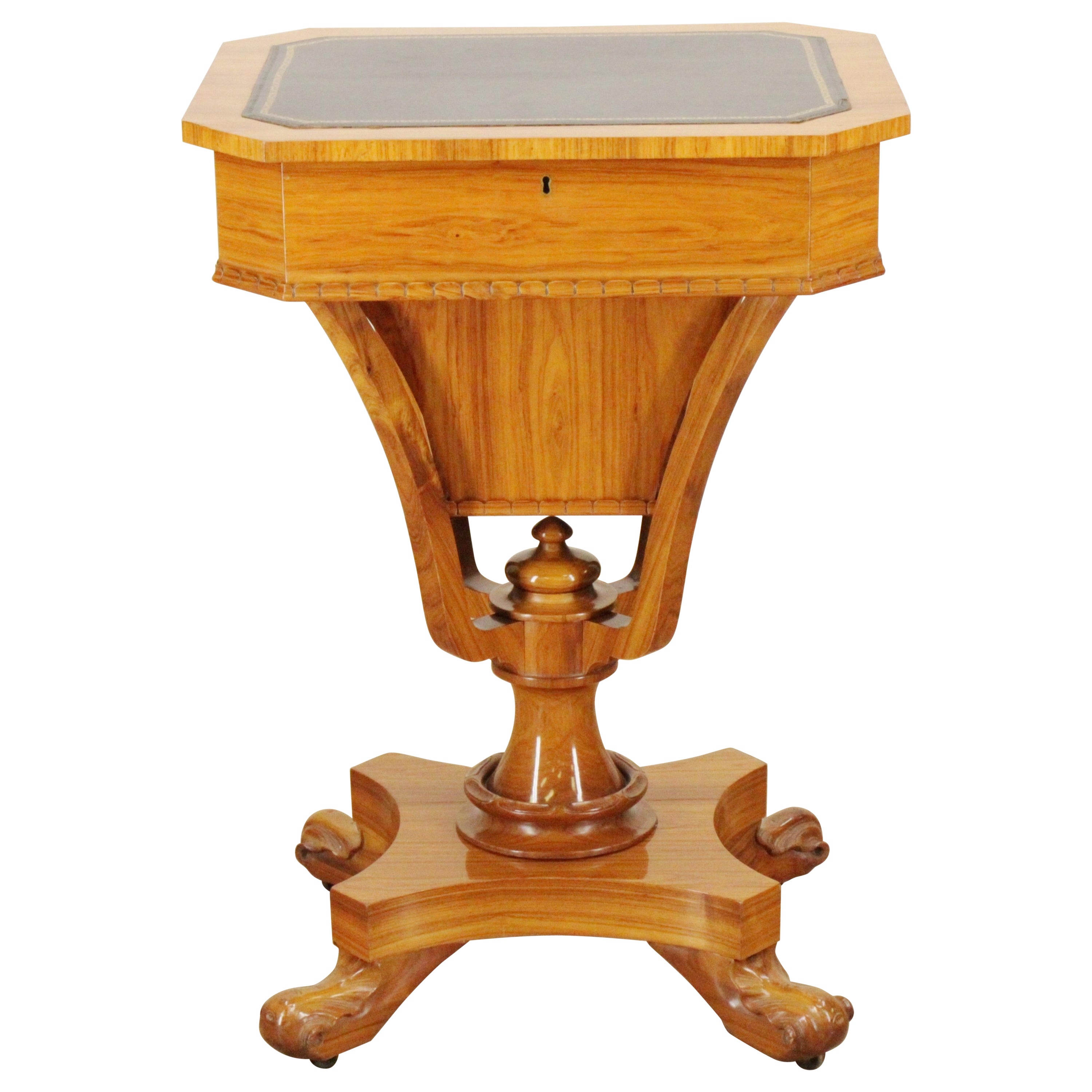 Late Regency Tulipwood & Leather Lift-Top Writing Table