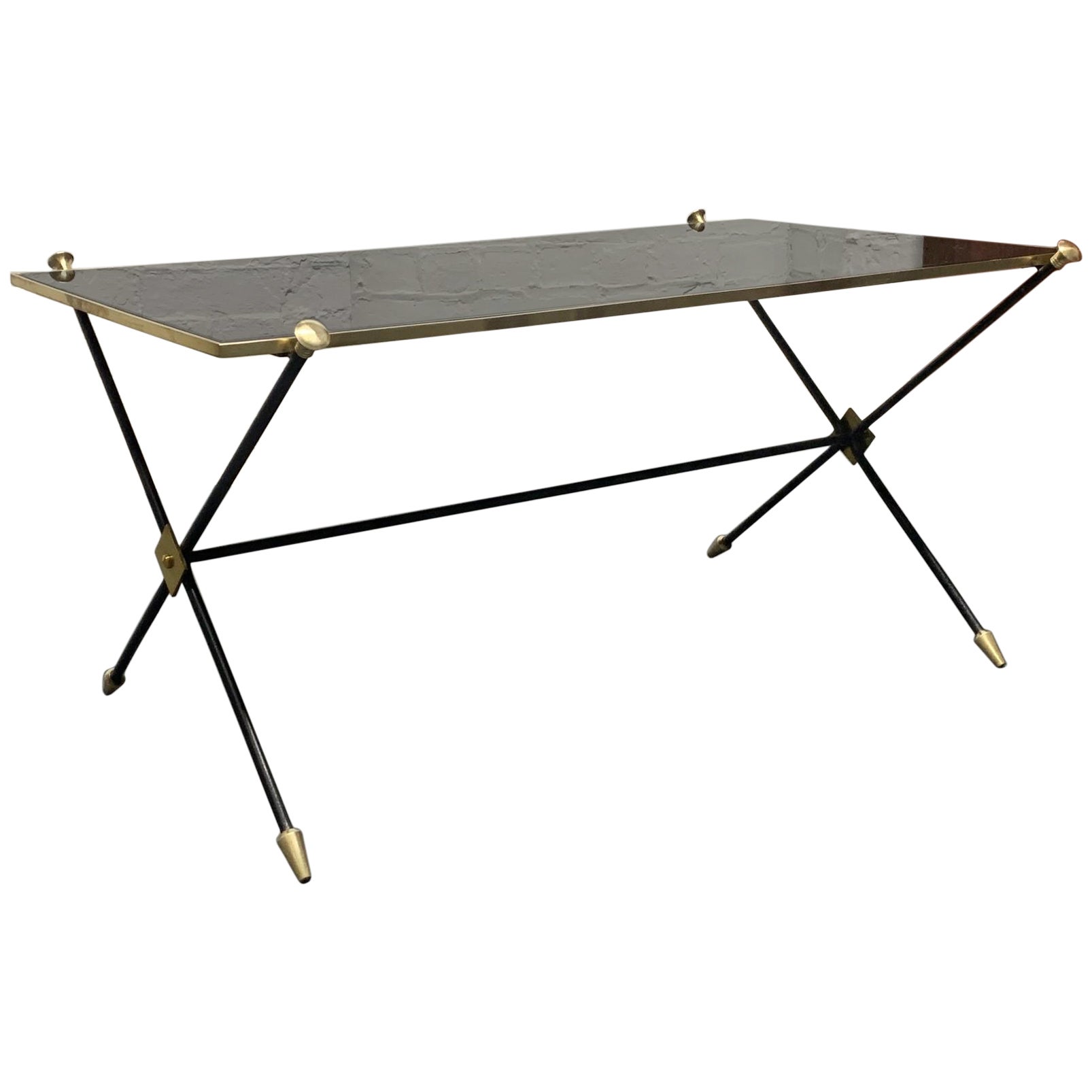 1950s Directoire Style Brass and Iron Coffee Table