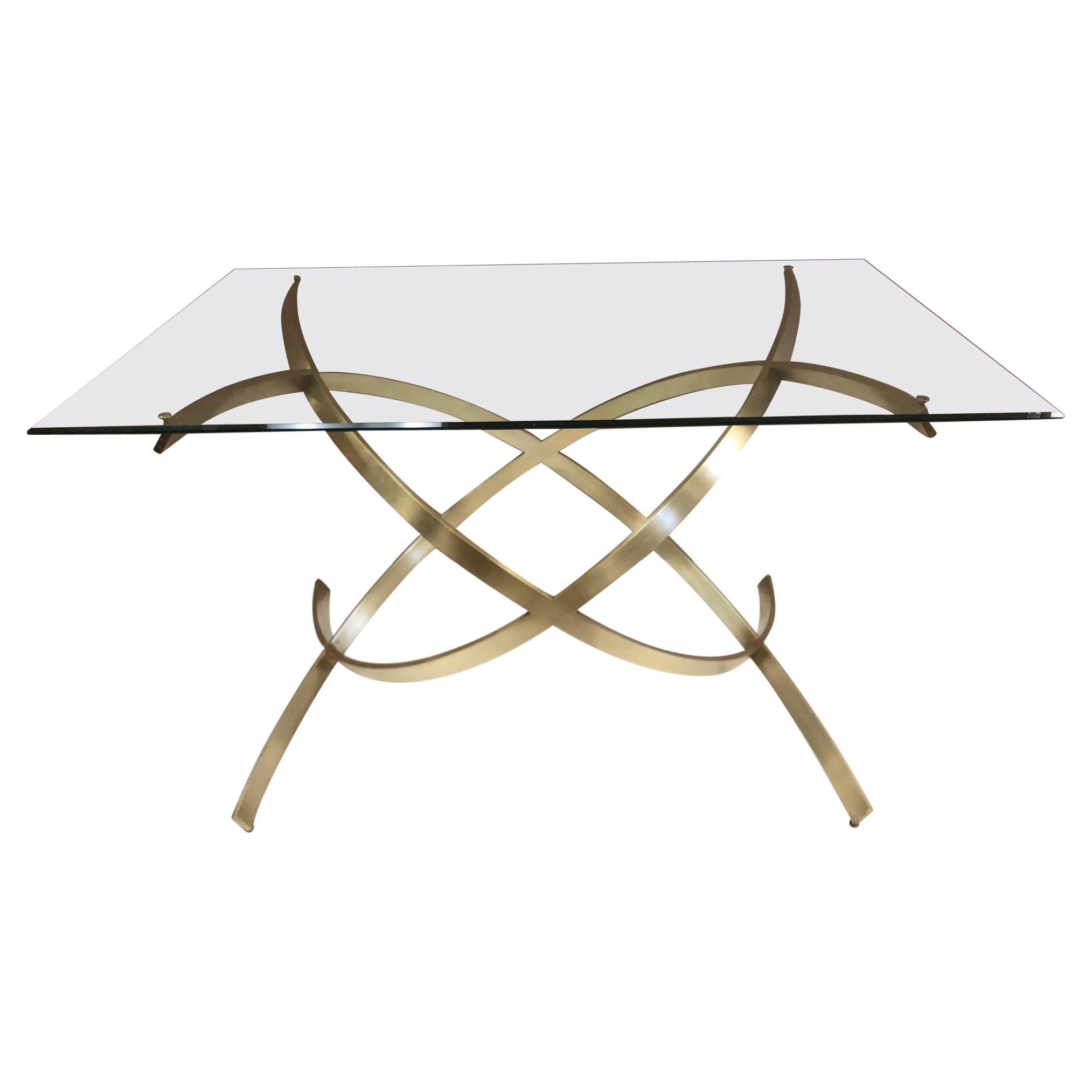 1950s Italian Sculptural Solid Brass Dining Table For Sale