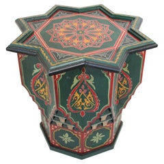 Moroccan Table Hand Painted in Green and Red Moorish Design