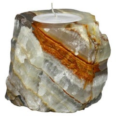 Manually Carved Layered Onyx Candle Holder with Many Layers of Sediments