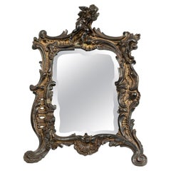 French Louis XV Style Silver Plate Dressing Table / Vanity Mirror
